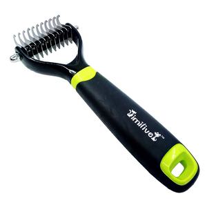 Imilive doppia lama laterale venditore caldo verde in acciaio inox animali domestici Dematting pelliccia rastrello spazzole pettine per cani e gatti toelettatura strumenti - Product Image 4