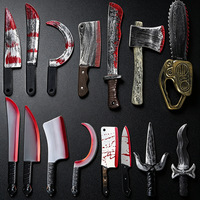 Vente en gros : Jouet couteau sanglant d'Halloween, arme factice réaliste (Machette, Faisceau, Hachette, Couteau à viande, Poignard) pour accessoire de fête cosplay zombie