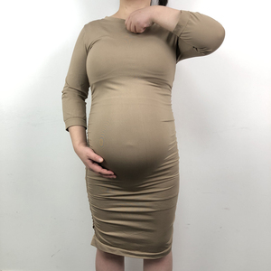 Pakaian Hamil Tanpa Jahitan Model Fashion, Kontrol Kuat Pasca Melahirkan, Penyangga Perut Kehamilan, Gaun Prenatal Berkerut untuk Wanita - Product Image 4