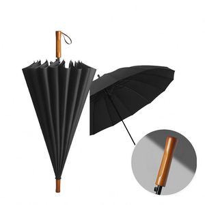 Custom Business Semi-Automatic Control Wholesale 16-Rib <b>Large</b> Size Men's Golf Advertising Rain <b>Umbrella</b> With Wooden Handle - Product Image 1