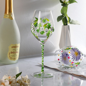 Copas de Vino y Jugo de Cristal Pintadas a Mano, Estilo Vintage, de Alta Calidad, para Uso Doméstico - Product Image 5