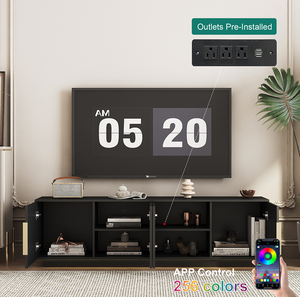 Modern Wood TV Stand with 16 Color LEDs 68" TV Cabinet Entertainment Center for 55/60/65 Inch TVs Living Room Furniture - Product Image 3