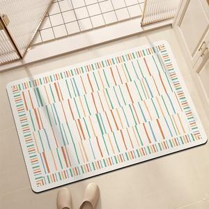 Alfombra de baño de tierra de diatomeas, rectangular, a rayas, absorbente, antideslizante, para inodoro, ducha y puerta. - Product Image 1