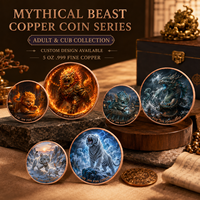Pièce de monnaie de la série Guardian Beasts en cuivre pur 999 de 5 oz, finition couleur UV en relief 3D style graffiti pour collectionneurs