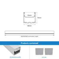 Perfil de Aluminio para Techo Extensible Lineal con Canal Difusor LED D80 para Oficina