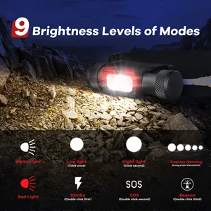 Fari a LED Faro a LED ad alta potenza Faro a LED da campeggio 8 modalità di testata lanterna 18650 lampada frontale ricaricabile