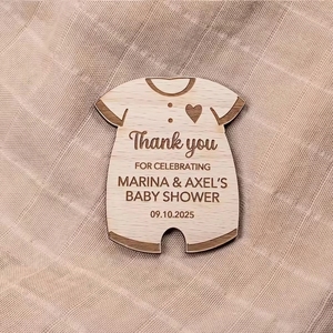 Etiqueta de recuerdo personalizada de madera duradera hecha a mano <span class=keywords><strong>para</strong></span> baby shower, con nombre y fecha grabados con láser, <span class=keywords><strong>para</strong></span> regalo de agradecimiento. - Product Image 3