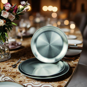 Bandeja de velas doradas de estilo moderno para cubiertos de cena y bandejas de galletas Plato De <span class=keywords><strong>Sitio</strong></span> de Metal pulido para el hogar y fiestas - Product Image 1