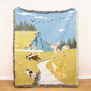 Noordse Geknoopte Dekens op Maat, 100% Biologisch Katoen, Geweven Fotodekens, Vintage Beddekens, Wandtapijt, Op Maat - Product Image 2