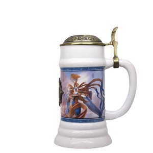 Jarra de cerveza con tapa de Petwer hecha a mano Bierkrug Tiki taza de cerveza regalos Premium recuerdos pintados Schloss <span class=keywords><strong>Neuschwanstein</strong></span> Tankard logo - Product Image 6