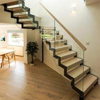 Escalier intérieur DB à double plaque d'acier, marches en bois, droit, en zigzag, ou en forme de Z