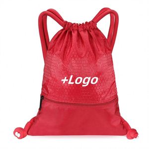 High Quality Custom Logo Wholesale Size Travel <b>Drawstring</b> Sport Polyester Foldable <b>Backpack</b> Shoes Shopping Bags Storage Clothes - Product Image 1