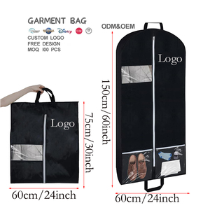 OEM/ODM personalizado negro impermeable <span class=keywords><strong>a</strong></span> prueba <span class=keywords><strong>de</strong></span> polvo reutilizable poliéster Tote Suit Bag portátil plegable poliéster bolsa <span class=keywords><strong>de</strong></span> ropa para viajes - Product Image 5