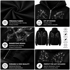 Fabricantes de Ropa Personalizada OEM, Sudadera con Cierre y Pedrería, Estilo Y2K, 100% Algodón Grueso, para Hombre, Venta al Por Mayor - Product Image 3