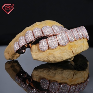 Rose Gold Plated grillz Cho Răng 925 Bạc Tùy Chỉnh 10 Top 10 Dưới Hiphop Vvs Iced out Moissanite grillz - Product Image 2