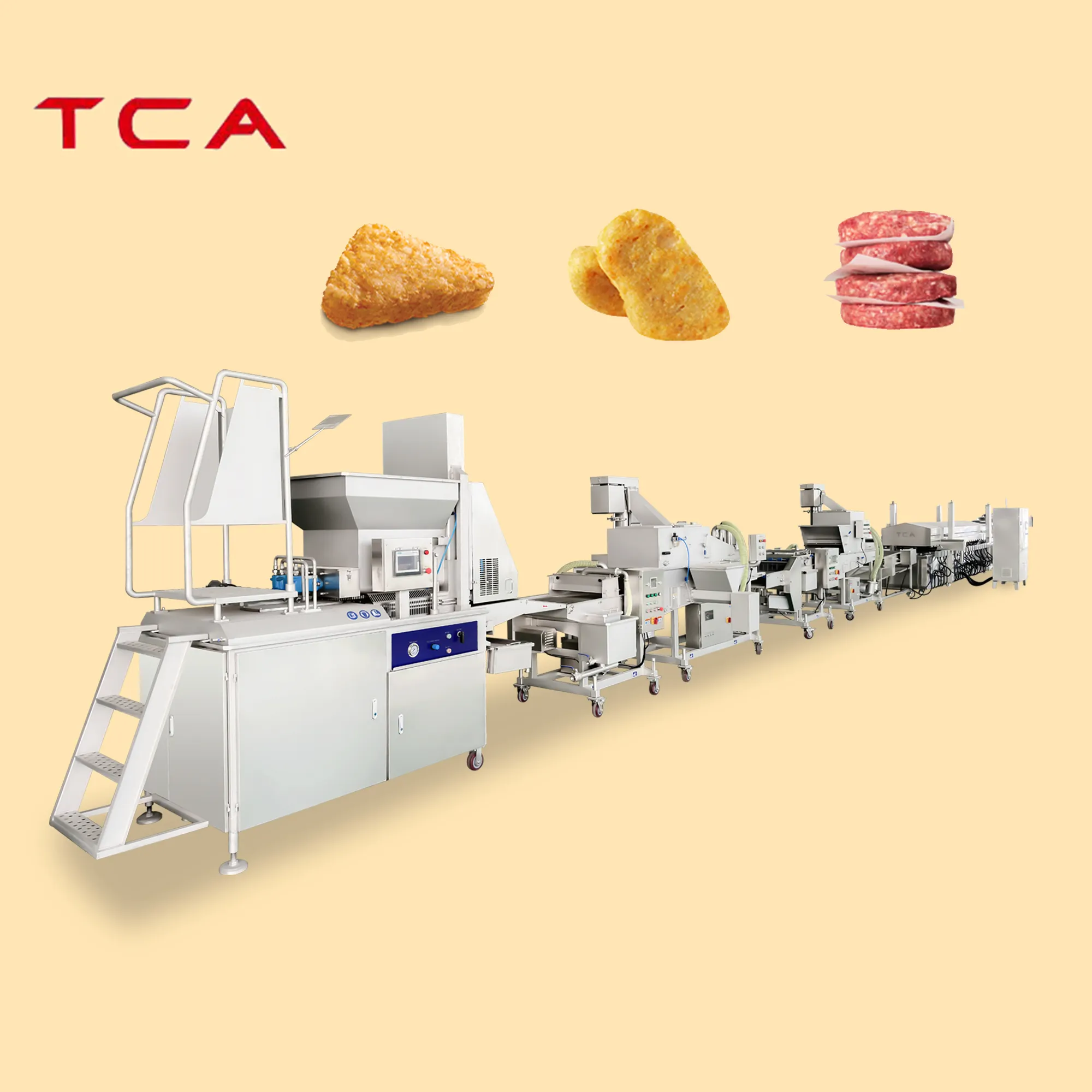 Kleine Automatische Burger Kip Nuggets Productielijn Kip Nuggets Making Machine