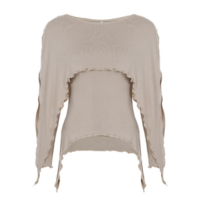 Camiseta de punto de color liso para mujer, camiseta de manga larga, camisa básica informal holgada, ropa de moda para primavera y otoño - Product Image 6