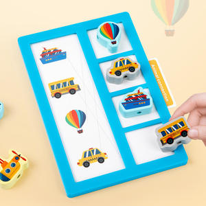 Permainan Manik-manik Kendaraan Anak-anak 3 in 1 Papan Gambar Peternakan Serangga Ikan Kognitif Papan Pencocokan Kayu Mainan Edukasi Montessori - Product Image 2