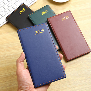 Cahier en cuir avec logo personnalisé 2025 anglais Plan hebdomadaire A6 Agenda portable Efficacité Manuel Calendrier Journal de bureau - Product Image 3