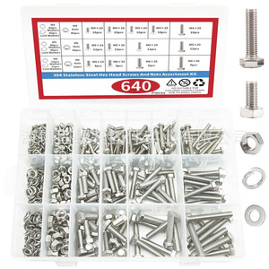 304 Stainless Steel Hex Bolts And Nuts Assortment Kit M4 M5 M6 640pcs Standard Grade A2-70 Class 8.8 - Product Image 1