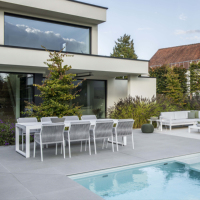 Ensemble de table à manger et chaises, mobilier de loisirs moderne, patio d'extérieur, restaurant de jardin, prévente