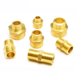 Brass Ống Hex núm vú phù hợp nhanh chóng coupler adapter 1/8 1/4 3/8 1/2 3/4 1 BSP nam sang nam chủ đề nước dầu khí kết nối