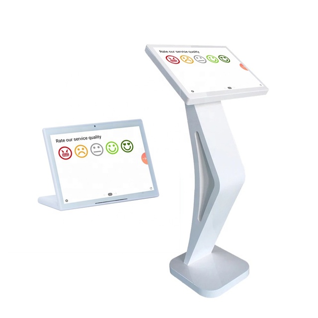 Desktop or Floor Standing 10 Inch Evaluation System Feedback Tablet Customer Feedback Terminal