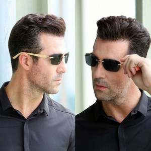 Gafas de Sol de Madera para Hombre, Diseño Moderno 2020, Logotipo Personalizado, Lentes Transparentes, Patillas de Bambú, Sin Montura - Product Image 3