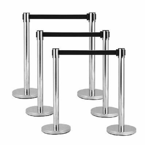 Paslanmaz Çelik Kuyruk Hattı Geri Çekilebilir Bant Bariyeri Direği Düz Taban 63mm Çap X 910mm Uzunluk - Product Image 5