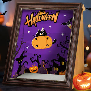 Wandelbares Katzenbett Kratzbaum und Bilderrahmen DIY Halloween-Weihnachts-Themen Ölgemälde Katzenhaus - Product Image 3