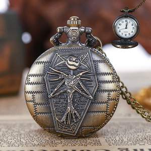 Clásico antiguo Retro Navidad Horror calavera cuarzo reloj <span class=keywords><strong>de</strong></span> bolsillo dibujos animados animación Flip Cover regalo <span class=keywords><strong>de</strong></span> moda - Product Image 5