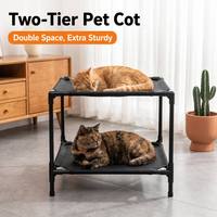 Lit surélevé pour animaux de compagnie à 2 niveaux, 22 lb par niveau, en maille rafraîchissante, pour chat et chien, livré en kit plat sans outils