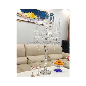 Customized professional crystal 9 arm candelabra wedding centerpiece luxury candle holder wedding candelabra