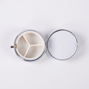 MM-MPB001 Circular Portable Medicine Box Decorative Metal Plating Medicine Box Pill Candy Storage