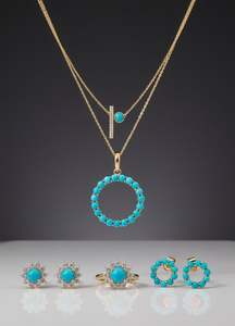 Pendientes circulares de turquesa con cuentas de oro de 18 quilates más vendidos - Product Image 4