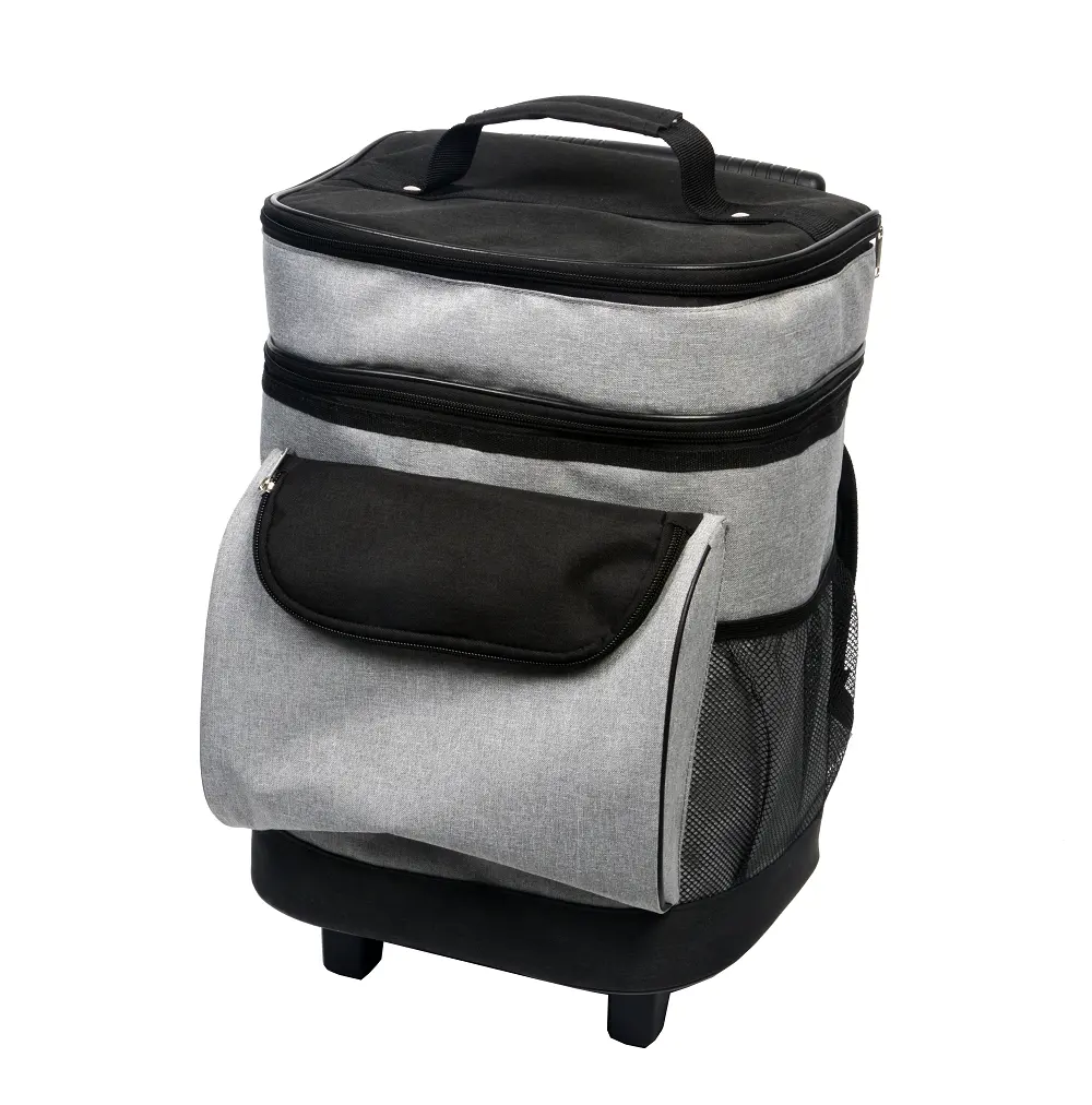Isolierter Rolling Cooler Rucksack Erweiterter zusammen klappbarer tragbarer Getränke-Doppels chicht kühler mit Rädern Roller Bag Wasserdicht