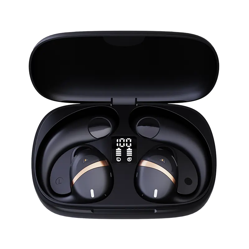 ENC New Technology Open Ear Hook headphone bluetooth 5.2 earphones headset tws for sport With Power Display Charging Case