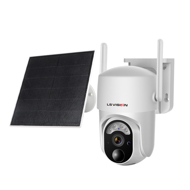 LS VISION 4MP PTZ Solar CCTV Indoor Security Camera TF IP66 Waterproof Wireless Outdoor MIC Alarm 4K IP Camera