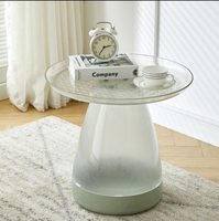 2025 Table d'appoint en plastique à dessus rond minimaliste moderne Table basse verre matériel meubles de maison pour salon