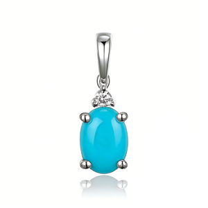 Pendentif personnalisé en or massif 10K/14K/18K, or de laboratoire CVD IGI/HPHT, qualité VS, avec pierre de naissance de décembre (turquoise), idéal pour fiançailles ou cadeau - Product Image 1