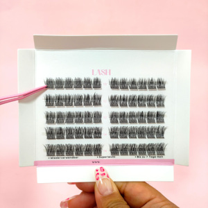 Extensions de cils individuels naturels longs en grappes, marque privée, DIY, cils pré-coupés en segments, volume en grappes, faux cils - Product Image 2