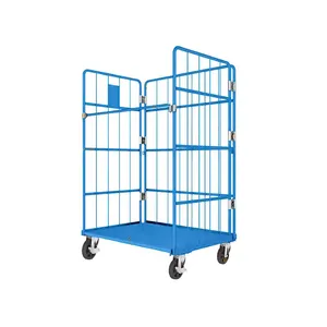 Keamanan Penuh Dilipat Roll Wadah Roll Kandang Pallet Trolley