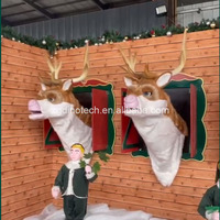Têtes de rennes animatroniques pour expositions de Noël ou décorations de têtes d'animaux à thème comme attraction pour centre commercial