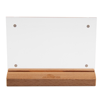 Présentoir de bureau de Base en bois de haute qualité support de signe de carte de Menu acrylique clair