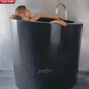 Luxury Freestanding Massive Marble Pure Black Stone Bathtub Natural Stone Bath Tubs