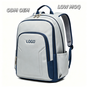 Sac à dos grande capacité 15 pouces en tissu Oxford, fermeture éclair, imperméable, durable, respirant, avec coussin d'air, gris, pour étudiants, école, université - Product Image 1