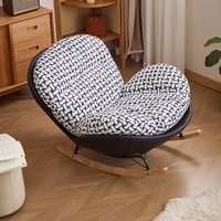 Chaises de salon modernes et luxueuses Fauteuil inclinable à bascule en forme d'œuf Canapé de salon Mobilier de chambre à coucher pour adultes avec cadre rond en métal paresseux simple