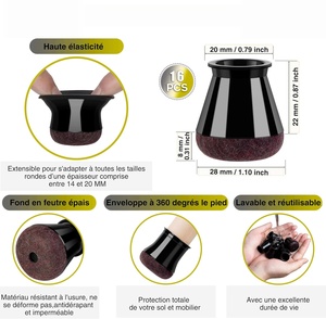 Protège-pieds de meubles en silicone pour chaises et tables, avec revêtement en feutre - Product Image 5