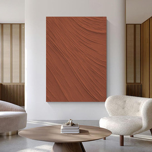 Pintura de textura abstracta hecha a mano, marco blanco, arte de pared minimalista moderno rectangular para decoración de fondo de sofá de sala de estar - Product Image 2