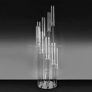 SMOOTH <b>Large</b> Crystal Wedding Candle Holder 10 Arms Candelabra Tall Clear Glass <b>Candlestick</b> for Table Centerpiece - Product Image 4